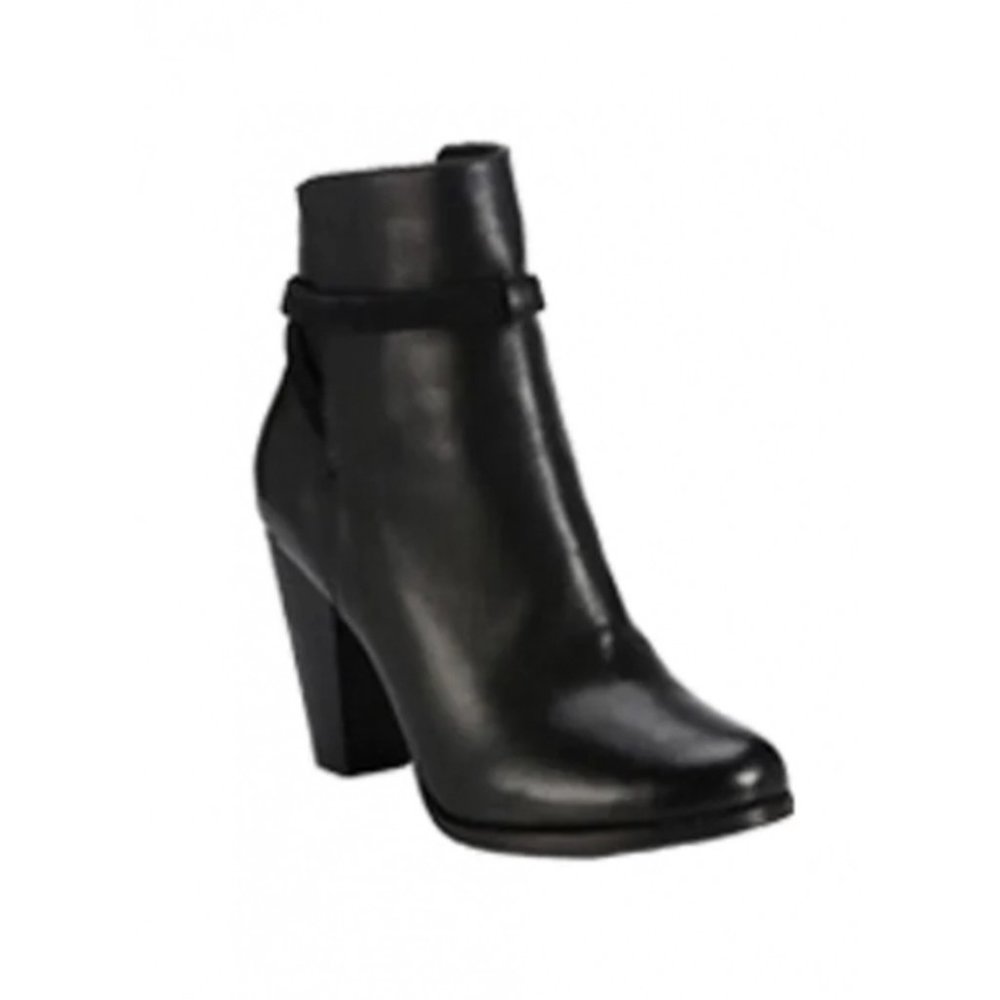 Joie Black Leather Ankle Booties Block Heel Size 38.5 (US 8.5)